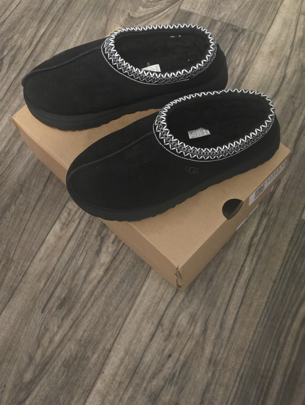 Uggs Black Suede Slip-On Slippers with Braided Trim